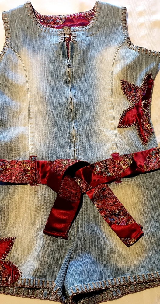 Crest Jeans Vinatge Denim Shorts Romper